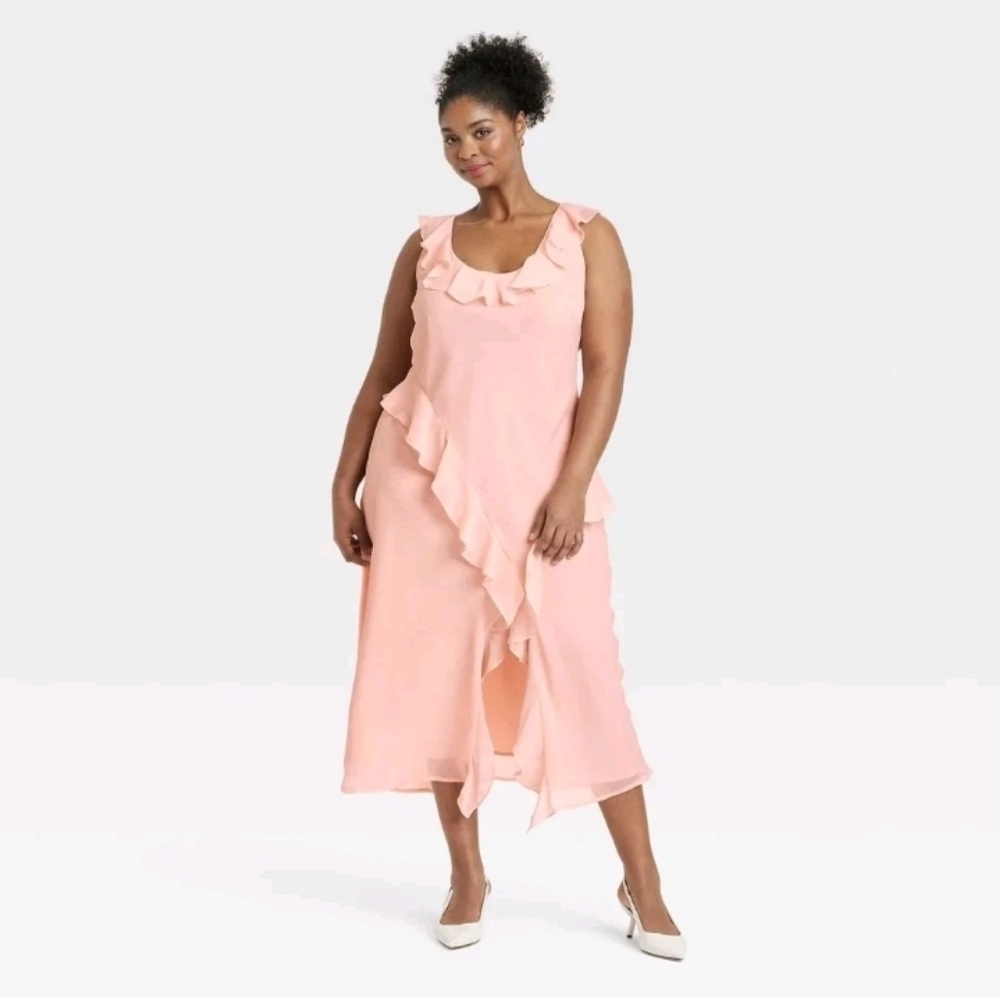A New Day Women's Ruffle Slip Dress Light Pink